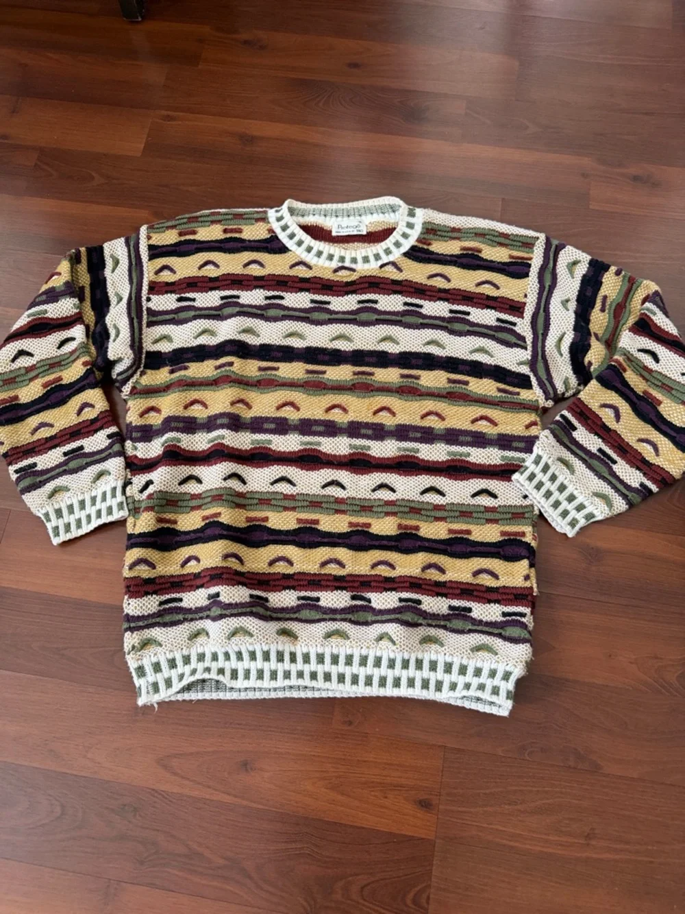 Vintage-Inspired COOGI Multicolor Striped Men's Sweater - Picture 1 of 4